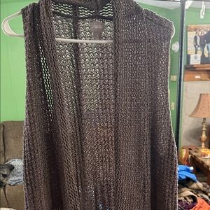 Chico's Dark Brown Open Knit Cardigan